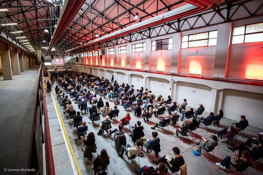 Block print of crowd watching fireworks